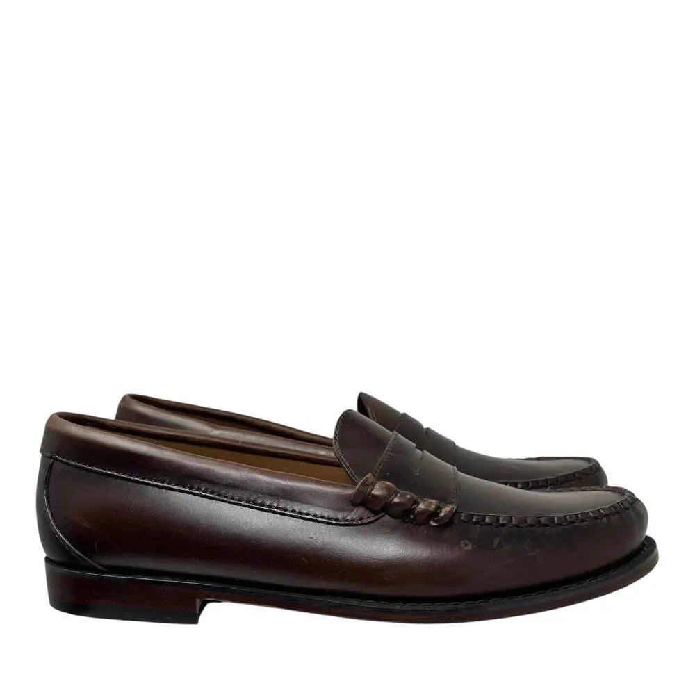 J Crew Penny Loafers Mens 9.5 Brown Leather Sole Business Preppy Luxury Shoes
